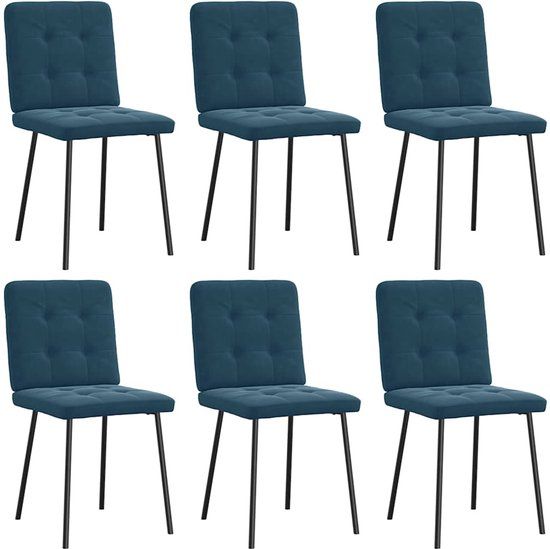 vidaXL Eetkamerstoelen 6 stuks fluweel blauw