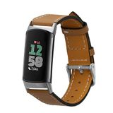 kwmobile lederen horlogebandje geschikt voor Fitbit Charge 6 / Charge 5 polsband - Echt leren smartwatch bandje - Activity tracker horloge band in lichtbruin