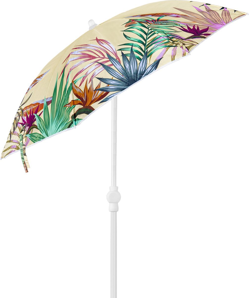 4Goodz Strandparasol Tropical bladeren 180 cm - Lichtgeel