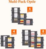 Merkloos 6 Pack Grote Kleding Opbergzak Doos met Deksel, 75L Garderobe Opberg Organiser Verpakkingsdozen voor Verhuizen met Versterkte Handgreep Dikke Stof voor Kleding Handdoek Deken Beddegoed, Grijs