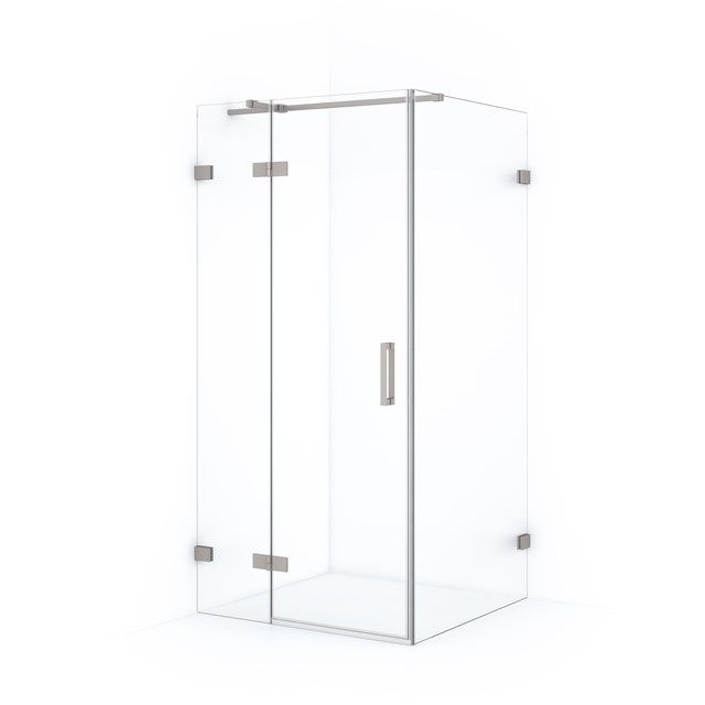 Maxaro Douchecabine Diamond 100x90cm 8mm Helder Veiligheidsglas Geborsteld RVS met Draaideur