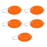 Fisura – Porte-monnaie ovale en gomme “No me da la vida” orange. Modèle rétro avec chaîne, mini portefeuille de poche unisexe, idée cadeau originale. 5 unités.