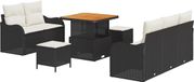 vidaXL Tuinbank Set 8-delig Zwart Polyrattan