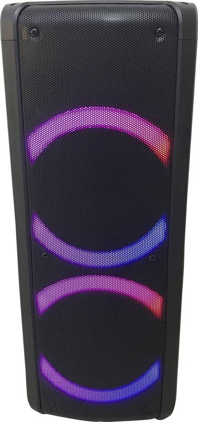 Reflexion PS09BT DJ Karaoke PA-installatie, mobiel met accu en lichteffecten (Bluetooth, True Wireless Stereo, Radio, USB, AUX, microfoon, 500 Watt), zwart