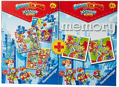 Ravensburger Ravesnsburger, Multipack SuperThings, Memory en Puzzel, puzzel en spel voor jongens en meisjes, vanaf 4 jaar