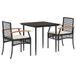 vidaXL Ensemble de jardin 3 pièces avec coussins, poly rotin, noir