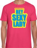 Bellatio Decorations Shoppartners Bv Foute party Hey sexy lady verkleed/carnaval t-shirt roze heren L