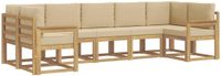 vidaXL Hoek loungeset 7-delig Wit en Beige Acacia Hout