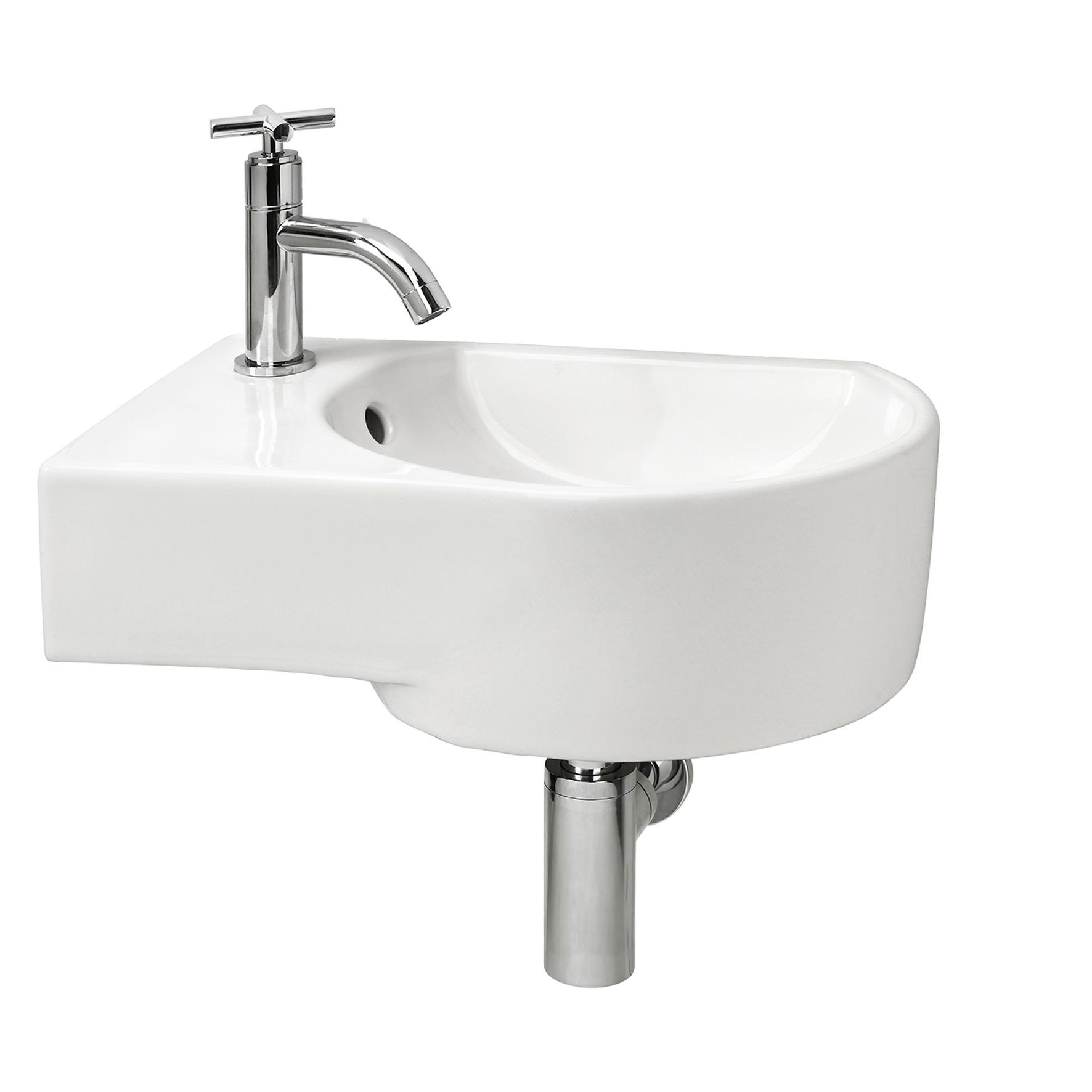 Differnz Appollo Fontein Toilet Links - Set - Fontein 41 x 27 cm inclusief fonteinkraan en sifon - Keramiek - Wit