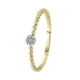 Lucardi Dames Ring 7 diamanten 0,025ct bolletjes. - Ring - Cadeau - 14 Karaat Goud - Geelgoud