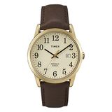 Timex Easy Reader Heren 38mm Bruin Lederen Band Datum Venster Quartz Horloge TW2P75800