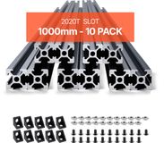 VEVOR 10-delige set aluminium profielen, 1000 mm T-sleuf, 2020 aluminium extrusieprofiel, geanodiseerde lineaire rail, zwart