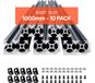 VEVOR 10-delige set aluminium profielen, 1000 mm T-sleuf, 2020 aluminium extrusieprofiel, geanodiseerde lineaire rail, zwart