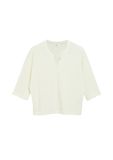s.Oliver V-hals T-shirt met korte mouwen en aansluitende pasvorm voor dames in crème
