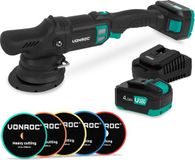 VONROC PRO Excentrische Polijstmachine 20V - Ø 125mm - Brushless motor – 7 snelheden (2000-5000/min) - Soft Start– Complete set incl. 2x 4.0Ah Accu’s, Snellader en 5 Polijstschijven