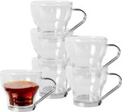 Gerimport theeglazen set - 6x stuks - 170 ml - Glas - Transparant - Met oor