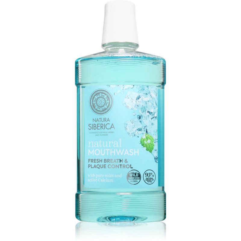 Natura Siberica Natural Mouthwash with Pure Mint & Active Calcium, natuurlijke mondspoeling voor tandplak controle en een frisse adem, met limonnik nanai en kamperfoelie, 520 ml