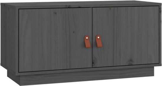 vidaXL Tv-meubel 80x34x40 cm massief grenenhout grijs