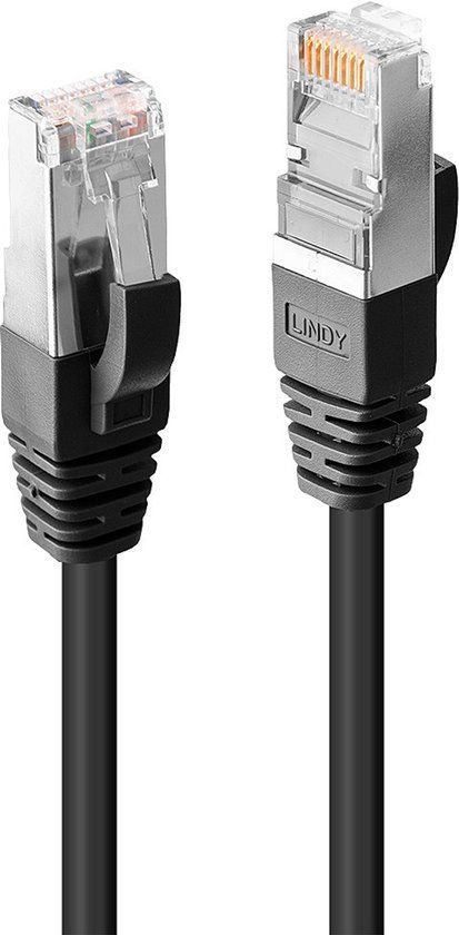 LINDY 45608 RJ45 Netwerkkabel, patchkabel CAT 6 S/FTP 15.00 m Zwart 1 stuk(s)