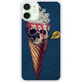 Icecat Bedrukt siliconen hoesje compatibel met iPhone 12 Mini Ice cream skull blue