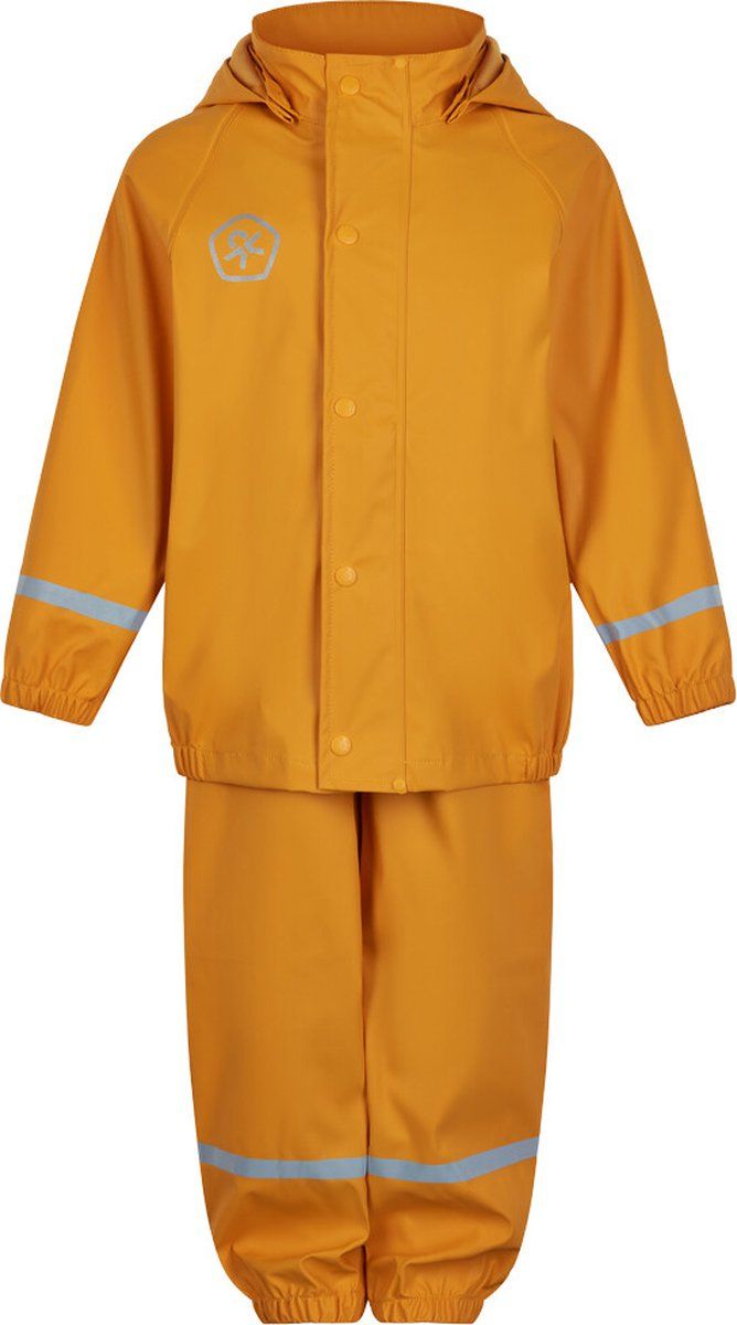 Color Kids - Regenpak set met bretels voor kinderen - Oranjegeel - maat 92cm