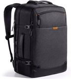 Inateck BP03006, Uitbreidbare Carry-on Rugzak, 38.5–46,2L Reisrugzak, Spatwaterbestendige Handbagage voor Mannen en Vrouwen, Met Trolleyband, Geschikt voor 12,9 inch iPad en 17,3 inch Laptop, voor Zakenreizen, Forenzen en Outdoorgebruik, Zwart