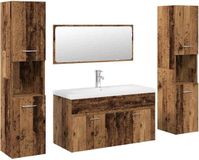vidaXL 5-delige Badkamermeubelset Bewerkt Hout Oud Houtkleurig