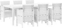 vidaXL Tuin Eettafel Set 7-delig Wit Polypropyleen