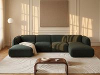 Vente-unique Fauteuil met rechtse rugleuning - Hoek links - Chenillestof - Groen - Maison Céphy CAMILIO