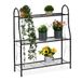 Relaxdays plantenrek métal, avec 3 étagères, support de plantes, pour intérieur, HxLxP : ca. 83 x 71 x 24,5 cm, noir