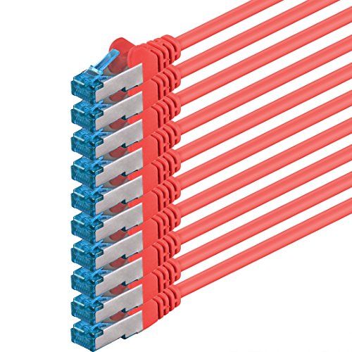1aTTack.de 10m CAT6a Netwerkkabel Rood 10 stuks