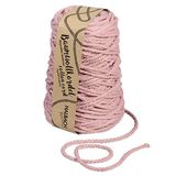 Halbach Seidenbänder gerecycled katoenen koord, breedte 5 mm, lengte 80 meter, duurzaam katoenen garen voor macramé of doe-het-zelf handwerk, kleur: donkerroze