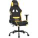 Icecat Chaise de jeu Chaise de gaming de massage avec repose-pieds noir et jaune tissu