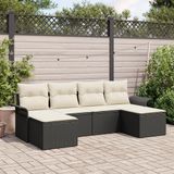 vidaXL Tuinbank Set 6-delig Zwart Polyrattan