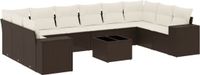 vidaXL 11-delige Loungeset met kussens polyrattan bruin
