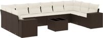 vidaXL 11-delige Loungeset met kussens polyrattan bruin