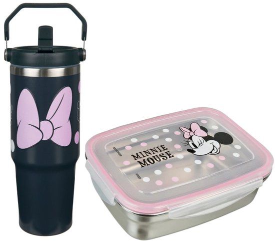 4KidsOnly Minnie Mouse lunchset; lunchbox en drinkfles