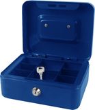 DID Geldkistje/kluisje met slot - blauw - 25 cm - metaal - incl 2 sleutels