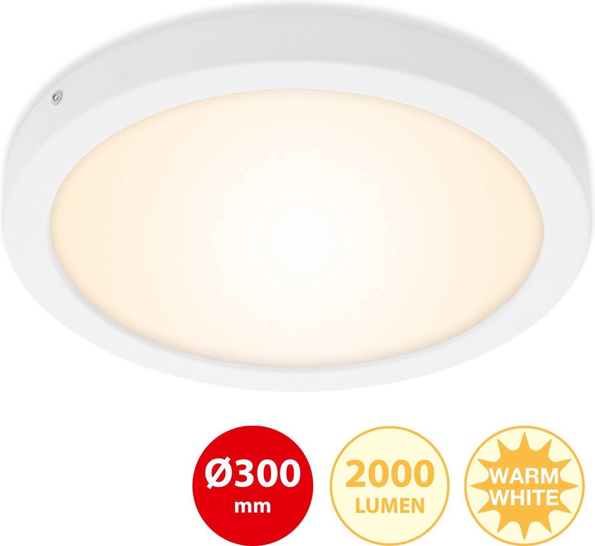 Briloner Leuchten LED Opbouwlamp - Plafondlamp - 21W - 3.000 K - Rond - Wit - Ø30cm