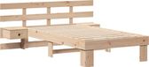 vidaXL Bedframe met hoofdeinde, bruin, 80 x 200 cm, massief grenenhout