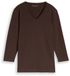 Tom Tailor Basic T-shirt met lange mouwen en V-hals - Maat XL - java dark brown