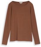 Tom Tailor - Slim fit shirt met lange mouwen en boothals - Maat XXXL - camel