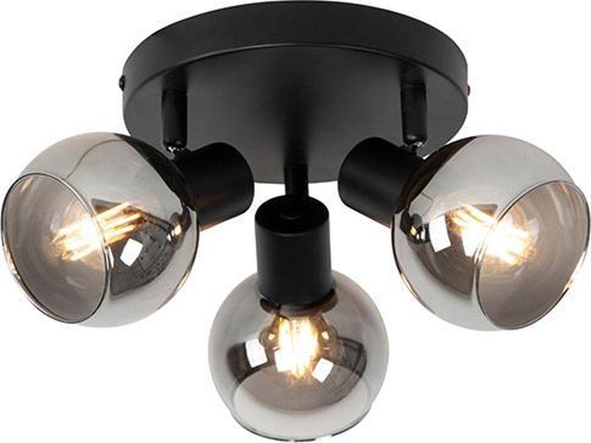 QAZQA Vidro Art Deco Plafondspot - 3 lichts - Ø 35 cm - Zwart