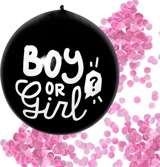 Boland - Latex confettiballon 'Boy or girl??' roze