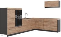 Vicco Hoekkeuken Fame-Line, Goudkleurig Eiken/Antraciet, 327 x 227 cm