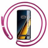 Tumundosmartphone Transparante beschermhoes voor Xiaomi Poco X6 Pro 5G, met koord, fuchsia