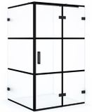 Maxaro Douchecabine Diamond 110x100cm 8mm Helder Veiligheidsglas met Zwarte Strepen Mat Zwart
