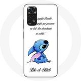 Maniacase Hoesje voor Xiaomi Redmi Note 11S 4G Lilo en Stitch Ohana Citatie Wit