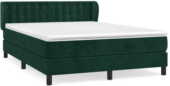 vidaXL Boxspring met matras fluweel donkergroen 140x190 cm