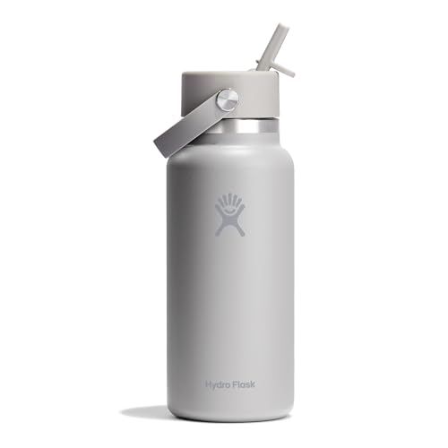 Hydro Flask Wide Flex Straw Cap 946 ml (32 oz) Bottle – Roestvrij Staal, Lekdichte Rietje, Vaatwasbestendig – Geïsoleerd 24 Uur Koud – Brede Opening, Geschikt voor IJsklontjes – Birch